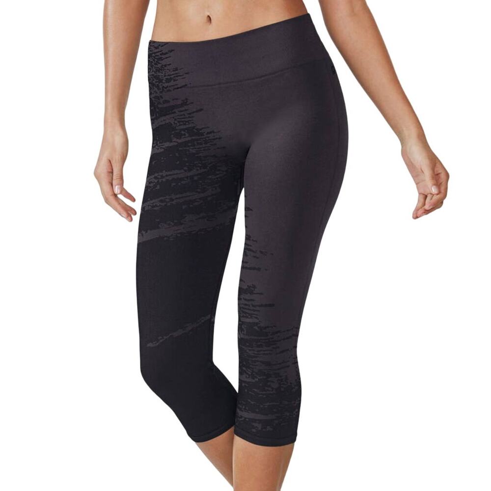 Fabletics Seamless Printed Capri Size XS EUC All-Way Stretch Black Gray Legging